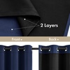 MIULEE Cream 100% Blackout Curtains for Bedroom 63 Inch Long, 2 Thick Layers Thermal Insulated Black Out Window Curtains with Black Liner, Noise Reducing Grommet Living Room Drapes 2 Panels Set Ivory(Navy Blue)
