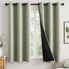 MIULEE Cream 100% Blackout Curtains for Bedroom 63 Inch Long, 2 Thick Layers Thermal Insulated Black Out Window Curtains with Black Liner, Noise Reducing Grommet Living Room Drapes 2 Panels Set Ivory(Sage Green)