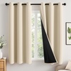 MIULEE Cream 100% Blackout Curtains for Bedroom 63 Inch Long, 2 Thick Layers Thermal Insulated Black Out Window Curtains with Black Liner, Noise Reducing Grommet Living Room Drapes 2 Panels Set Ivory(Cream Beige)