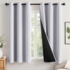 MIULEE Cream 100% Blackout Curtains for Bedroom 63 Inch Long, 2 Thick Layers Thermal Insulated Black Out Window Curtains with Black Liner, Noise Reducing Grommet Living Room Drapes 2 Panels Set Ivory(Greyish White)