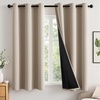 MIULEE Cream 100% Blackout Curtains for Bedroom 63 Inch Long, 2 Thick Layers Thermal Insulated Black Out Window Curtains with Black Liner, Noise Reducing Grommet Living Room Drapes 2 Panels Set Ivory(Taupe)