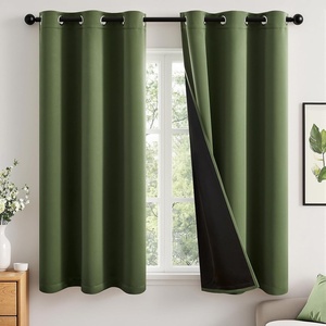 MIULEE Cream 100% Blackout Curtains for Bedroom 63 Inch Long, 2 Thick Layers Thermal Insulated Black Out Window Curtains with Black Liner, Noise Reducing Grommet Living Room Drapes 2 Panels Set Ivory(Olive Green)