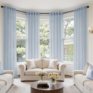 MIULEE Natural Linen Curtains 84 Inch Long 4 Panels Light Filtering Window Drapes with Rod Pocket Back Tab for Living Room Bedroom Farmhouse Decor Cream 42″ W x 84″ L Inches(Blue)
