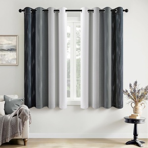 MIULEE Navy Blue and Greyish White Ombre Blackout Curtains, Full Room Darkening Thermal Insulated 84 Inches Long Drapes for Bedroom/Living Room Grommet Window Treatments Modern 52Wx84L, Set of 2(Black and Greyish White)