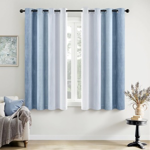 MIULEE Navy Blue and Greyish White Ombre Blackout Curtains, Full Room Darkening Thermal Insulated 84 Inches Long Drapes for Bedroom/Living Room Grommet Window Treatments Modern 52Wx84L, Set of 2(Stone Blue and Greyish White)