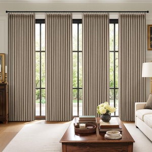 MIULEE Pinch Pleated 100% Blackout Curtains 96 Inch Long 4 Panel Set for Bedroom Thick Linen Memory Trained Pleat Living Room Darkening Back Tab Double Layer Thermal Insulated Drapes, Birch(Burlywood Birch)