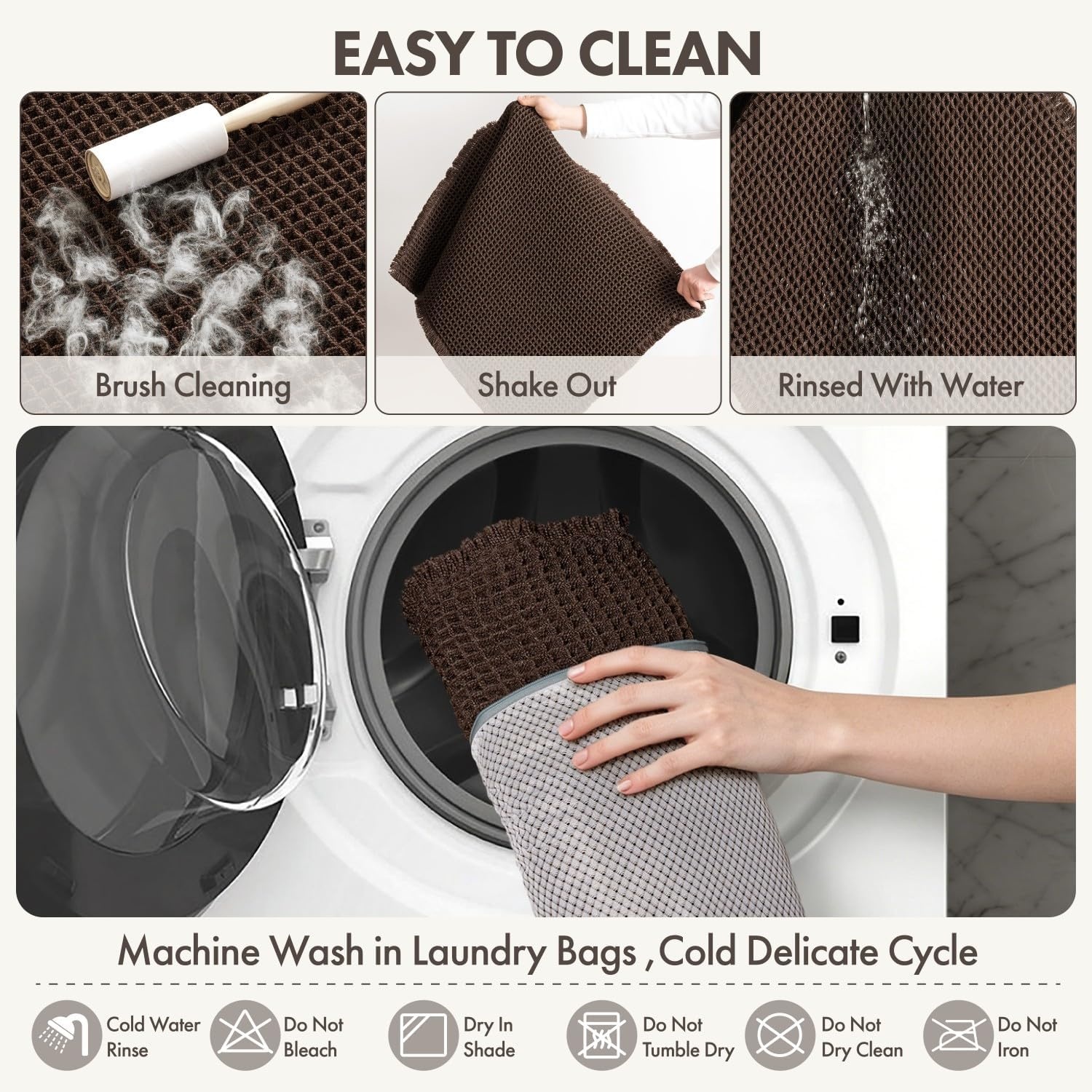 image:imageMIULEE Waffle Bathroom Runner Rugs Boho Large Bath Mat 2x524x60 Green Super Absorbent Non Slip Upgraded Soft Quick Dry Washable Bath Rug with Tassels for Hallway Laundry Room BedroomChocolate