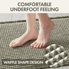 MIULEE Waffle Bathroom Runner Rugs Boho Large Bath Mat 2’x5′(24″x60″) Green | Super Absorbent, Non Slip, Upgraded Soft, Quick Dry, Washable Bath Rug with Tassels for Hallway Laundry Room Bedroom(Green & Cream)