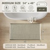 MIULEE Waffle Bathroom Runner Rugs Boho Large Bath Mat 2’x5′(24″x60″) Green | Super Absorbent, Non Slip, Upgraded Soft, Quick Dry, Washable Bath Rug with Tassels for Hallway Laundry Room Bedroom(Green & Cream)