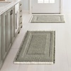 MIULEE Fall Terracotta Set of 2 Waffle Bathroom Rugs Boho Bath Mat 17×24 in | Looped Design, Super Absorbent, Non Slip, Washable, Ultra Soft, Rubber Backed, Bathroom Mats for Floor Tub Shower, Fall decor(Green & Cream)