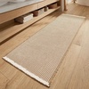 MIULEE Waffle Bathroom Runner Rugs Boho Large Bath Mat 2’x5′(24″x60″) Green | Super Absorbent, Non Slip, Upgraded Soft, Quick Dry, Washable Bath Rug with Tassels for Hallway Laundry Room Bedroom(Brown & White)
