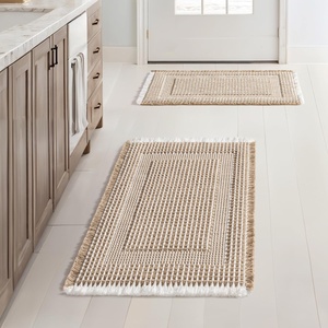 MIULEE Fall Terracotta Set of 2 Waffle Bathroom Rugs Boho Bath Mat 17×24 in | Looped Design, Super Absorbent, Non Slip, Washable, Ultra Soft, Rubber Backed, Bathroom Mats for Floor Tub Shower, Fall decor(Brown & White)