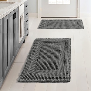 MIULEE Fall Terracotta Set of 2 Waffle Bathroom Rugs Boho Bath Mat 17×24 in | Looped Design, Super Absorbent, Non Slip, Washable, Ultra Soft, Rubber Backed, Bathroom Mats for Floor Tub Shower, Fall decor(Dark Grey)