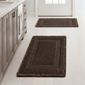 MIULEE Fall Terracotta Set of 2 Waffle Bathroom Rugs Boho Bath Mat 17×24 in | Looped Design, Super Absorbent, Non Slip, Washable, Ultra Soft, Rubber Backed, Bathroom Mats for Floor Tub Shower, Fall decor(Chocolate)
