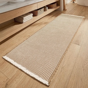 MIULEE Waffle Bathroom Runner Rugs Boho Large Bath Mat 2’x5′(24″x60″) Green | Super Absorbent, Non Slip, Upgraded Soft, Quick Dry, Washable Bath Rug with Tassels for Hallway Laundry Room Bedroom(Brown & White)