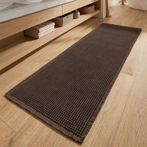 MIULEE Waffle Bathroom Runner Rugs Boho Large Bath Mat 2’x5′(24″x60″) Green | Super Absorbent, Non Slip, Upgraded Soft, Quick Dry, Washable Bath Rug with Tassels for Hallway Laundry Room Bedroom(Chocolate)