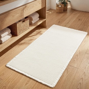 MIULEE Waffle Bathroom Runner Rugs Boho Large Bath Mat 2’x5′(24″x60″) Green | Super Absorbent, Non Slip, Upgraded Soft, Quick Dry, Washable Bath Rug with Tassels for Hallway Laundry Room Bedroom(White)